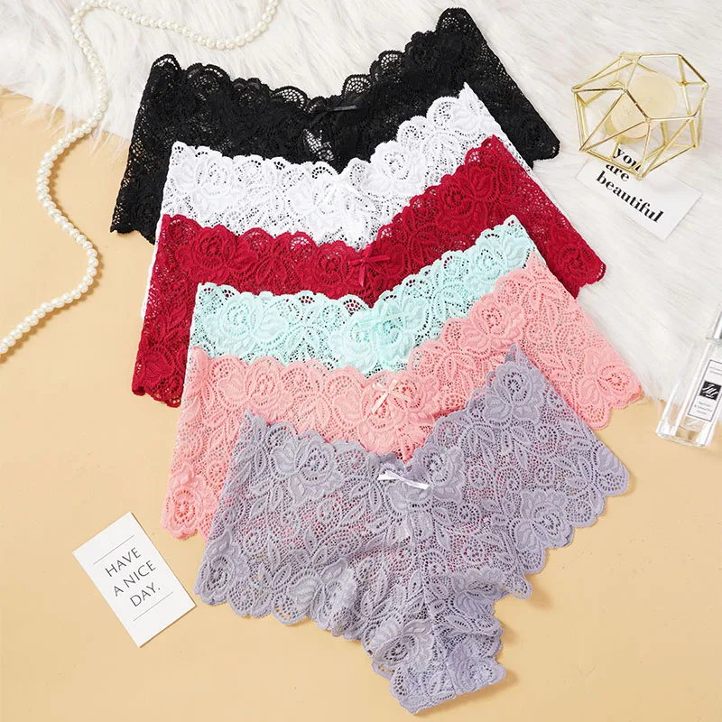 kf S018be8228b674193bfd1f04b27d737f3Z Sexy Floral Lace Panties Women Briefs Low Waist Soft Lingerie Comfortable Female Underwear Girls Intimates Panties