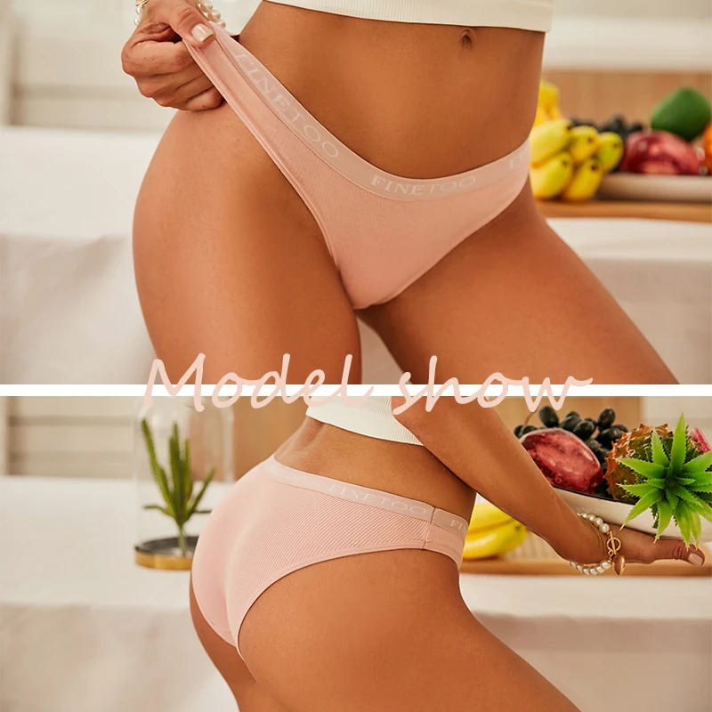 kf S01b6295ac9174a1aa67f1406e748d451O FINETOO Women s Cotton Briefs Women s Panties Sexy Female Underpants Solid Color Panty Intimates Women